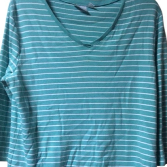 Sonoma ~ Vintage ~ Women’s ~ Top ~  Large ~ Blouse ~ Green & White ~ Striped - Picture 2 of 16